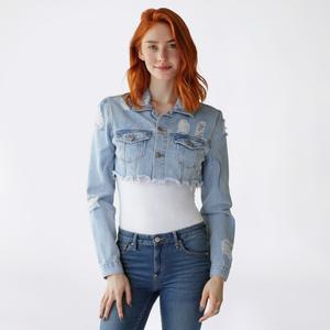 Juniors Madden Girl Destructed Cropped Denim Jacket